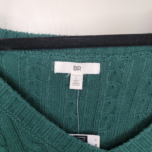BP Cable Knit Green Cotton & Recycled Polyester Sweater L Large - Picture 12 of 14